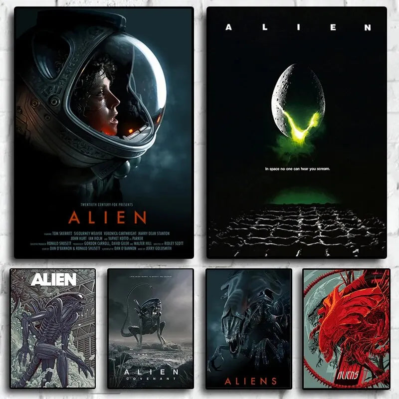 Classic Sci-Fi Alien Movie Poster, Retro Style Canvas Painting, Astronaut Space Print, Ideal Wall Art for Home Room Decoration Classic Sci-Fi Alien Movie Poster, Retro Style Canvas Painting, Astronaut Space Print, Ideal Wall Art for Home Room Decoration